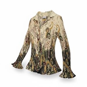 Y2K 90’s Natalia Paisley Print Accordion Style Bell Sleeve Top